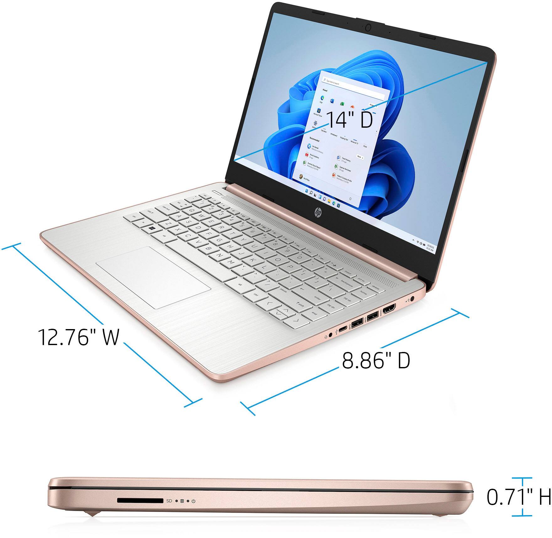 Alt View 7. HP - 14" Laptop - Intel Celeron - 4GB Memory - 64GB eMMC - Rose Gold.