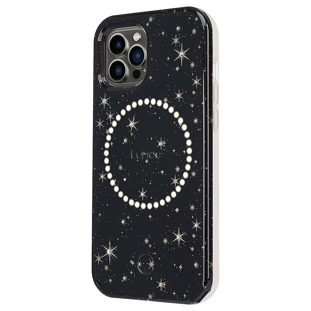 Left View: LuMee - Halo Battery Charger Case for iPhone 13 Pro Max - Stars & Gems