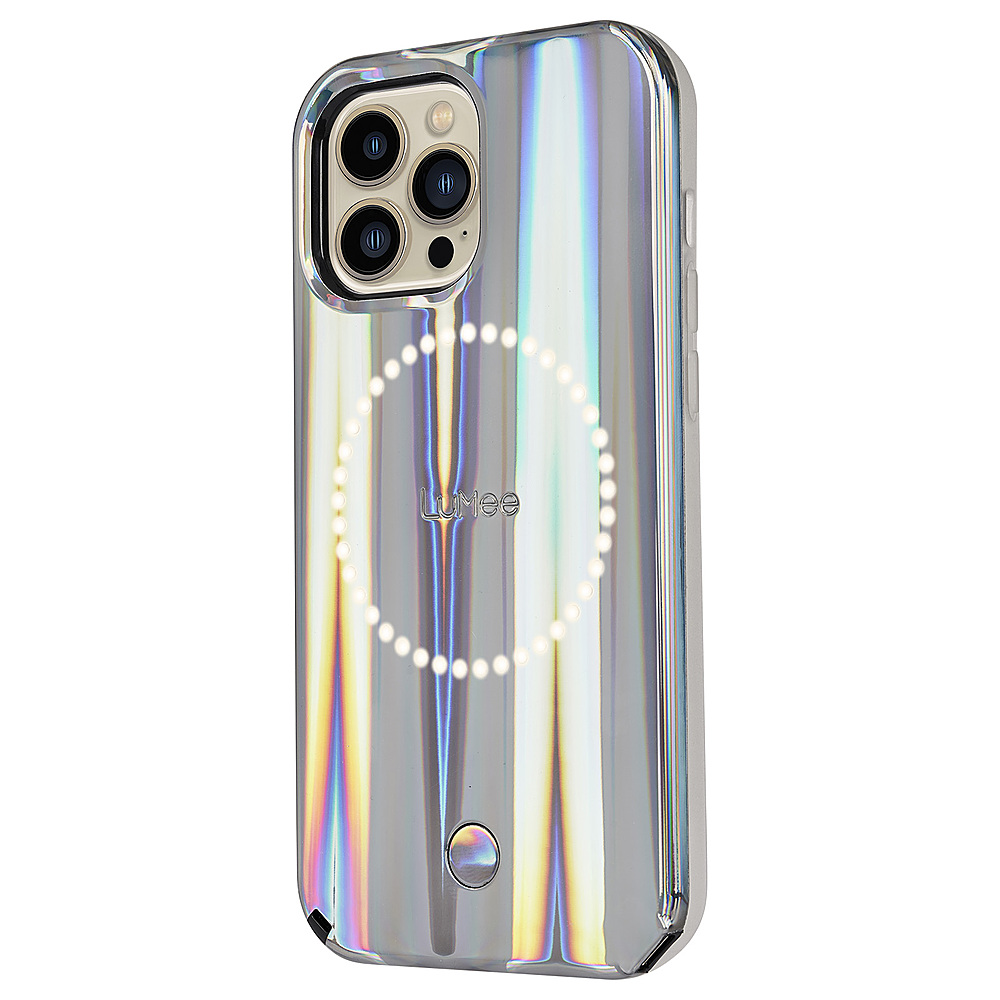 Left View: LuMee - Halo Paris Hilton Edition Battery Charger Case for iPhone 13 Pro Max - Holographic