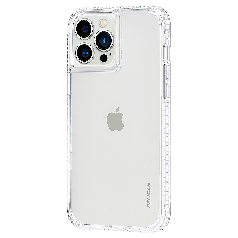 Left View: Pelican - Ranger Hardshell Case w/ Antimicrobial for iPhone 13 Pro Max - Clear