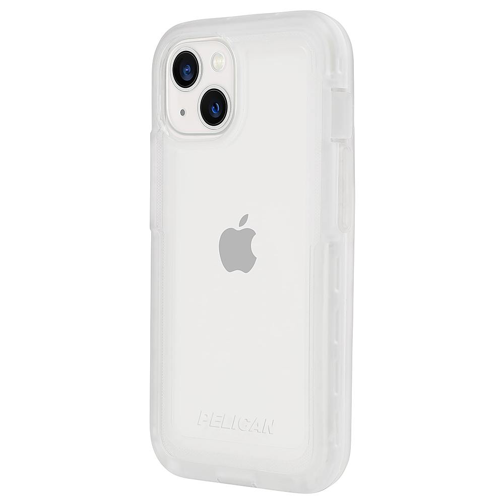 Left View: Pelican - Voyager Hardshell Case w/ Antimicrobial for iPhone 13 - Clear