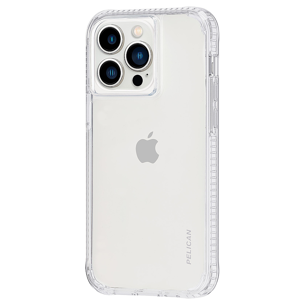 Left View: Pelican - Ranger Hardshell Case w/ Antimicrobial for iPhone 13 Pro - Clear