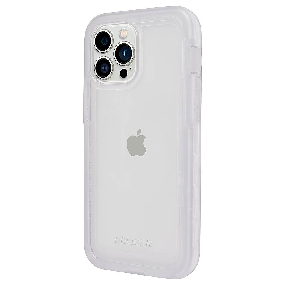 Left View: Pelican - Voyager Hardshell Case w/ Antimicrobial for iPhone 13 Pro Max - Clear