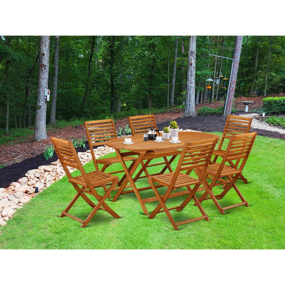 Back. East West Furniture - Wooden Patio Set Natural Oil - Brown.