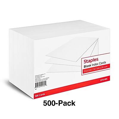 Staples Blank Index Cards  
5" x 8" (127mm x 203mm)  
500 Cards  
500-Pack  
ST51005
