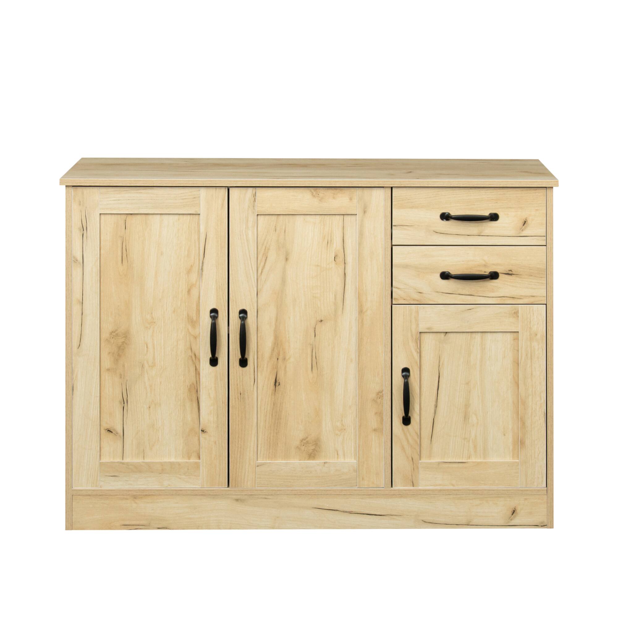 Alt View 1. Spaco - Spaco 43.3 Inch Modern Wood Buffet Cabinet with 2 Doors and 2 Drawers, Storage Sideboard for Dining Room Entryway - Oak.