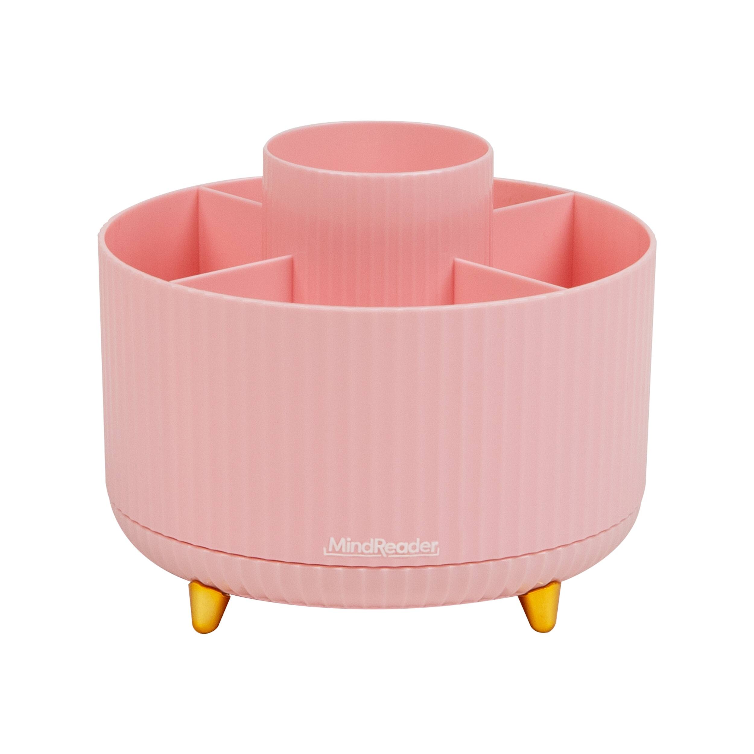 Alt View 6. Mind Reader - Rotating Pen Cup, 5-Compartment Accessory Holder for Desk Supplies, Desktop Organizer, Plastic - Pink.