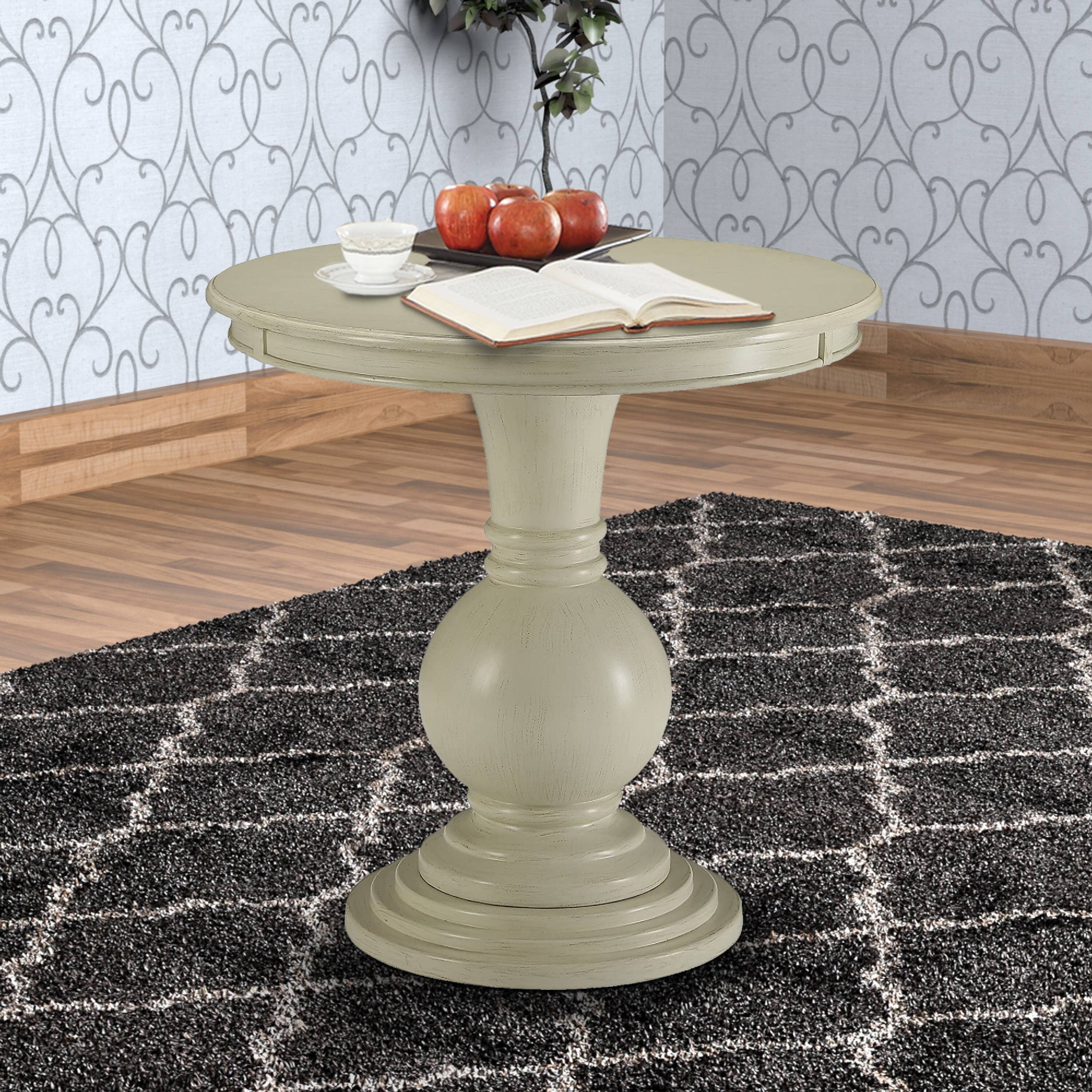 Alt View 5. Manhattan Lane - Wooden Accent Table with Pedestal Base - White.