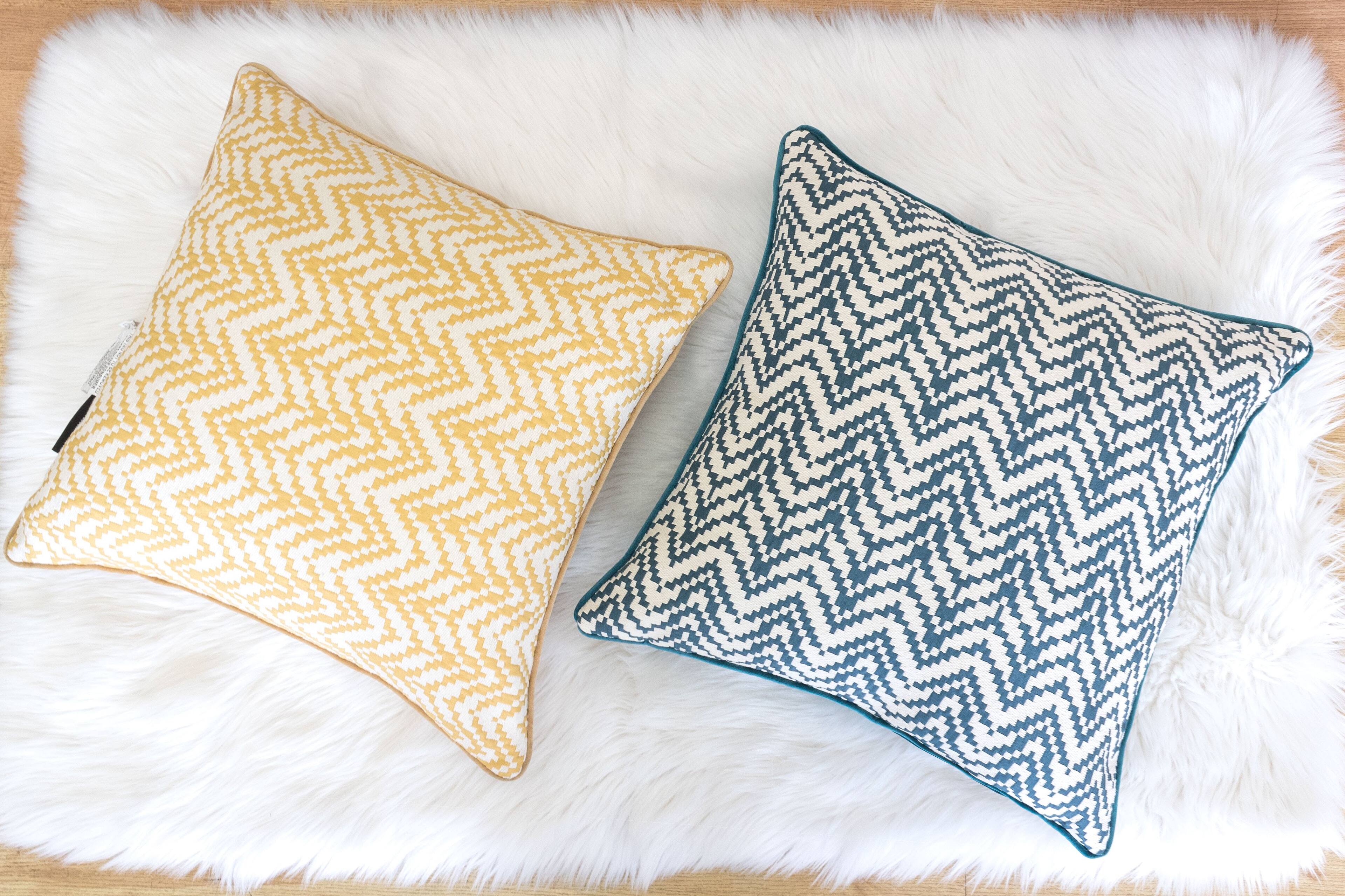 Back. LuXeo - Chevron Indoor Throw Pillow - GOLD.