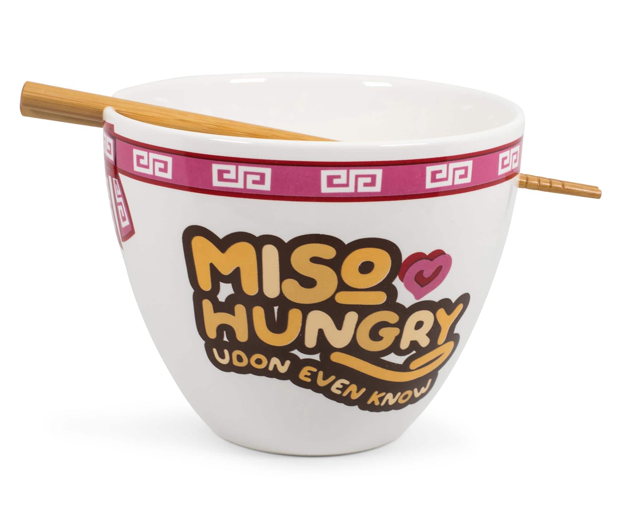 Toynk - Miso Hungry Japanese Dinnerware Set | 16-Ounce Ramen Bowl and Chopsticks - White
