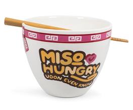 Toynk - Miso Hungry Japanese Dinnerware Set | 16-Ounce Ramen Bowl and Chopsticks - White