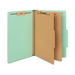 Staples - 60% Recycled Pressboard Classification Folder, 2-Dividers, 2 1/2" Expansion, Legal Size, 20/Box - Green