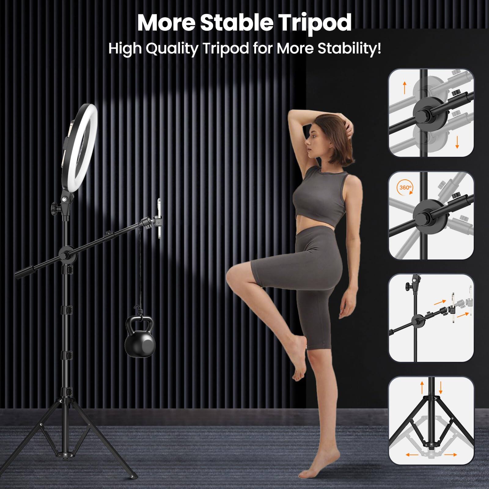 More Stable Tripod  
High Quality Tripod for More Stability!