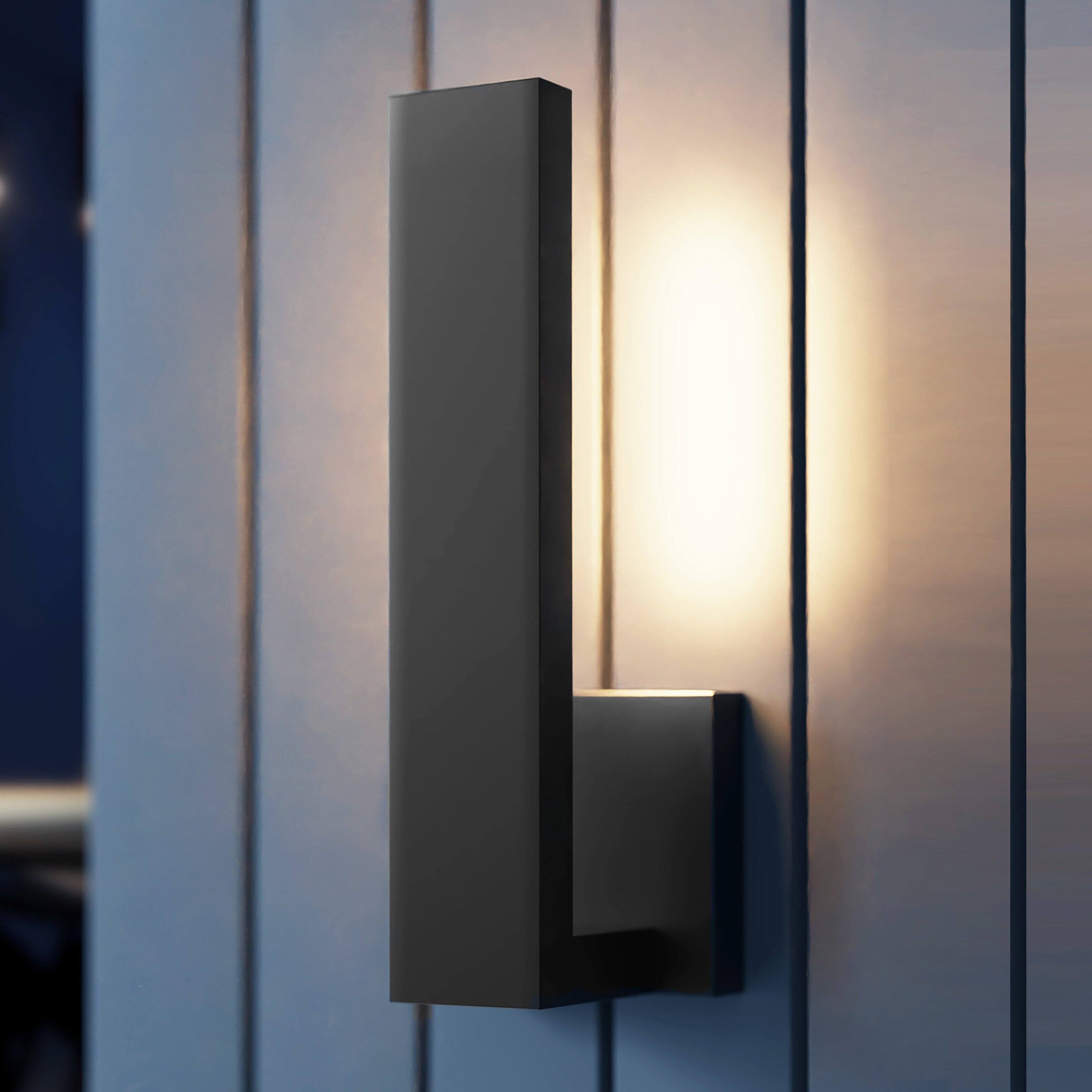 Alt View 2. LEEKI - Modern L-Shaped LED Outdoor Wall Sconce – Warm White 3000K, Waterproof IP54, Rust-Resistant Iron & Acrylic Fixture - Black.
