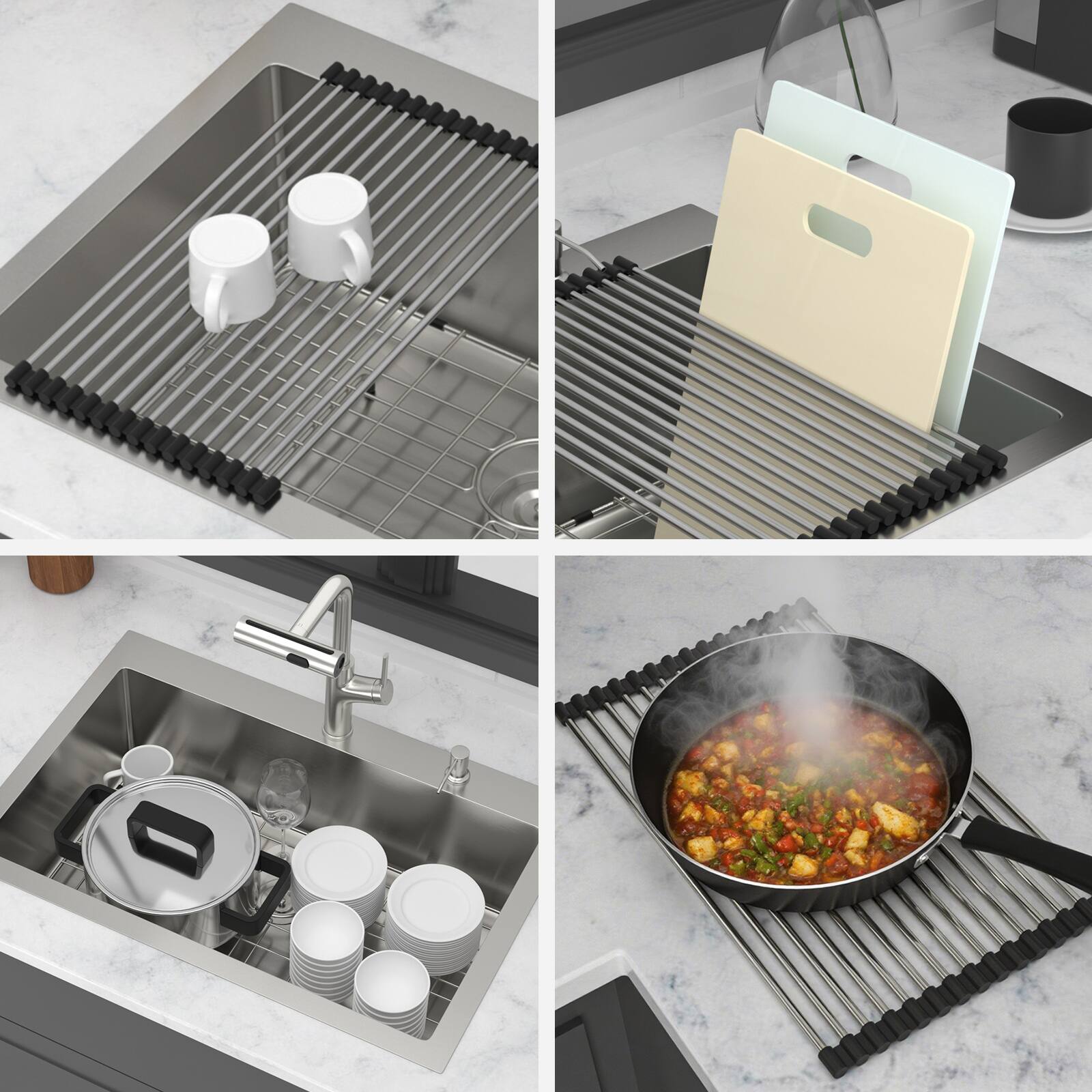 Alt View 1. Siljoy - 30" Drop-in Kitchen Sink with Pull-out Faucet and Soap Dispenser Single Bowl 16 Gauge Stainless Steel Topmount Basin - Brushed Nickel.