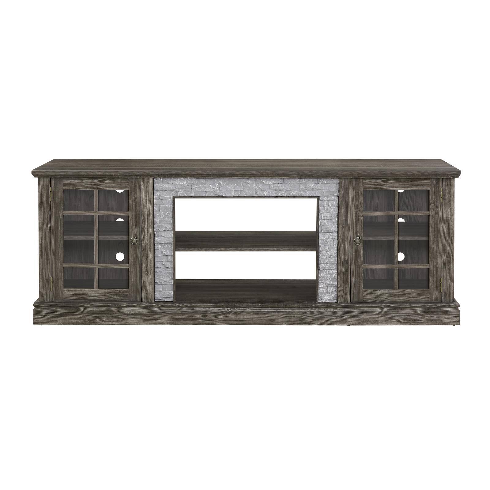 Angle. Spaco - Spaco 70" Modern TV Stand with 2-Door Storage, Faux Stone Media Console Cabinet, Entertainment Center for Living Room - Grey.