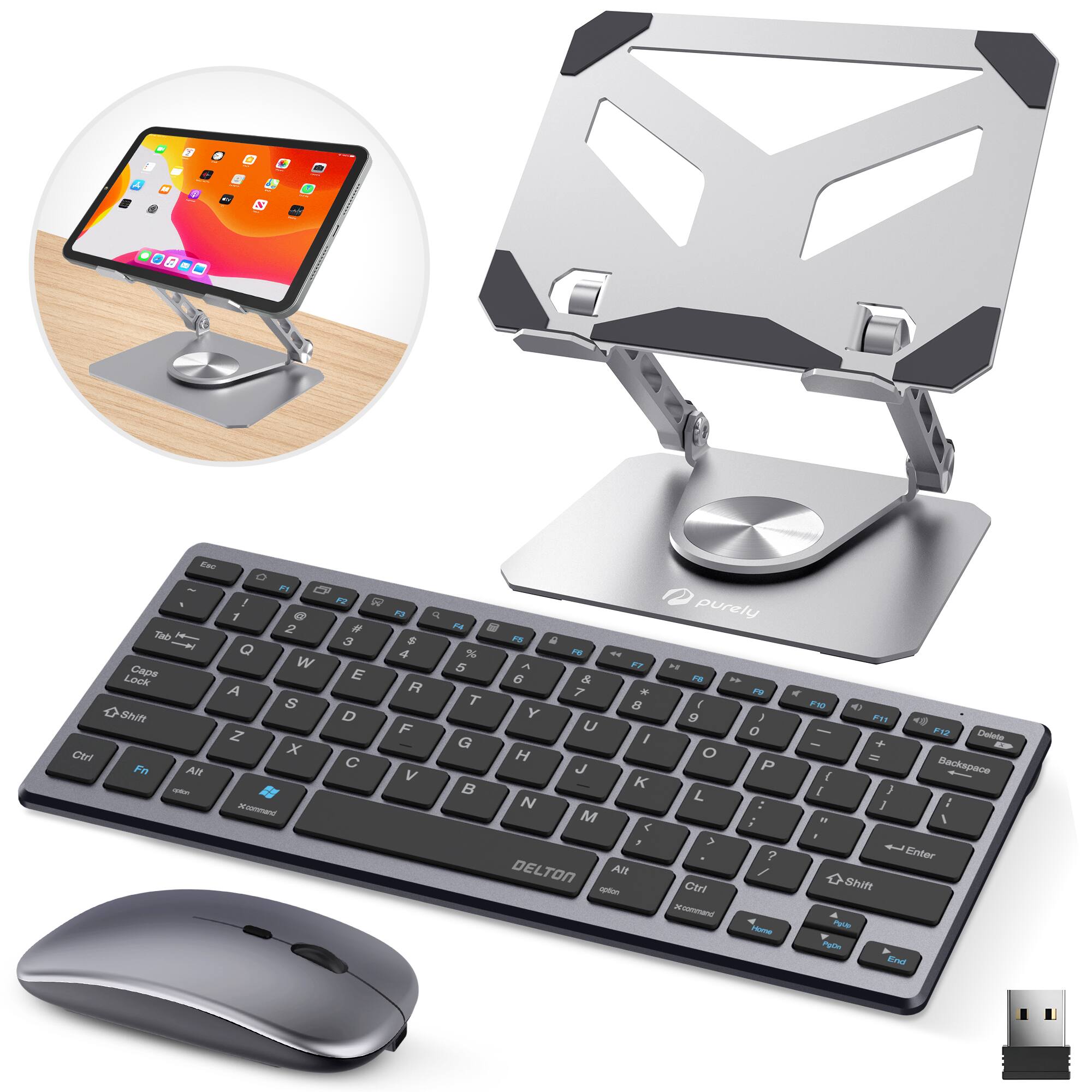 Delton - SW60 Tablet Stand & Wireless Combo (DTTKITMIN35SW60) - Black