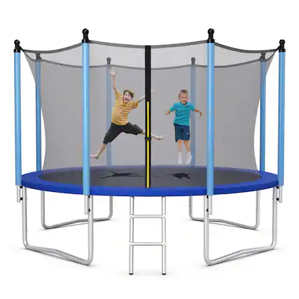 Front. Gymax - Gymax 12FT Jumping Exercise Recreational Bounce Trampoline for Kids W/Safety Enclosure - Black.
