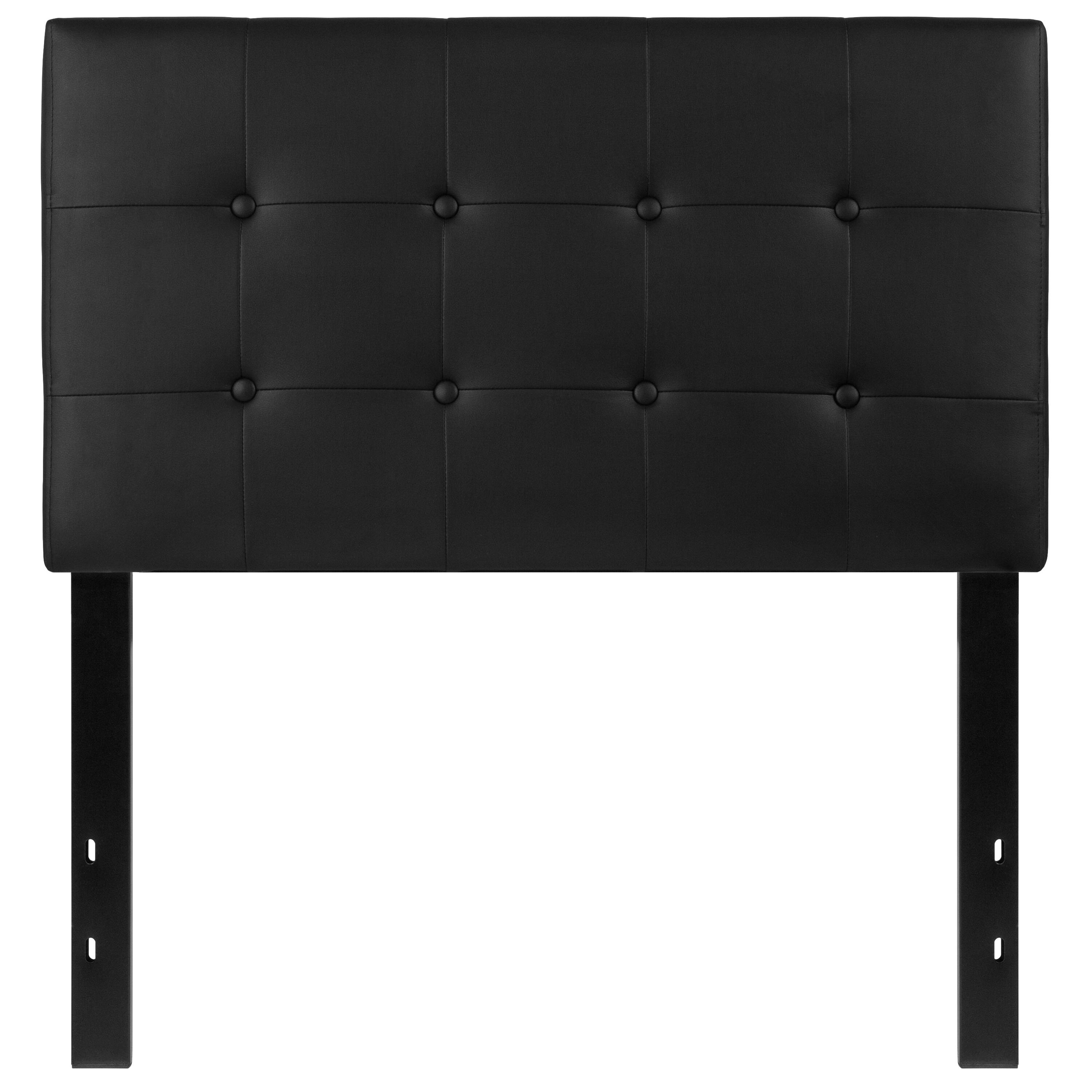 Alt View 5. Emma + Oliver - Button Tufted Adjustable Height Upholstered Headboard - Black.