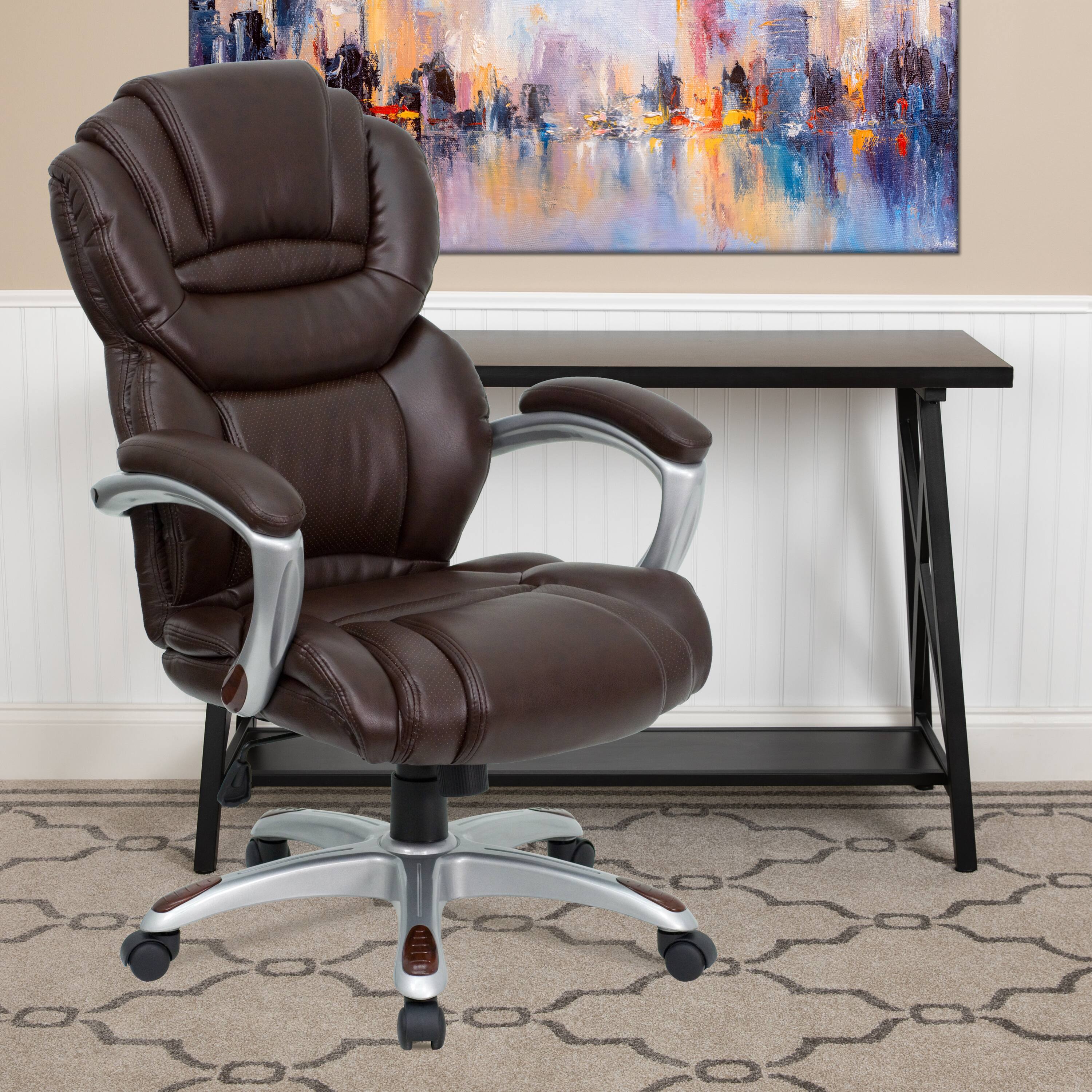 Alt View 1. Emma + Oliver - High Back Executive Swivel Ergonomic Office Chair with Accent Layered Seat/Back - Brown.