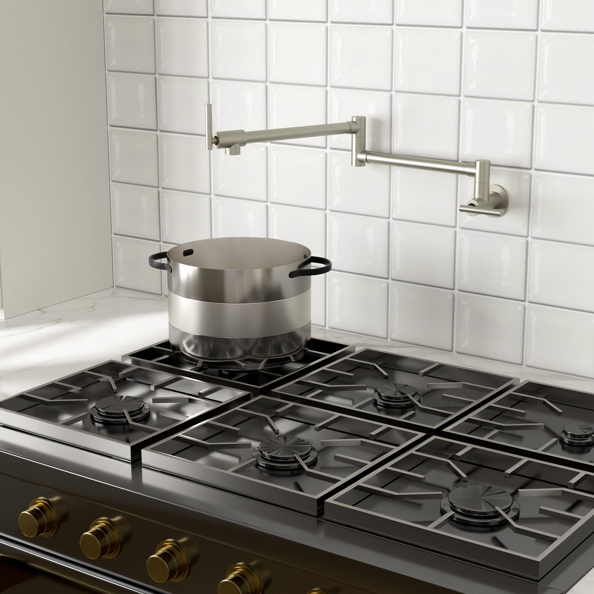 Left. Lordear - Brushed Nickel Kitchen Sink Faucet Folding Stretchable with Single Hole Two Handles - Brushed Nickel.