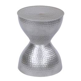 Manhattan Lane - Industrial Style Hammered Texture Iron Stool with Hourglass Shaped Body - Silver