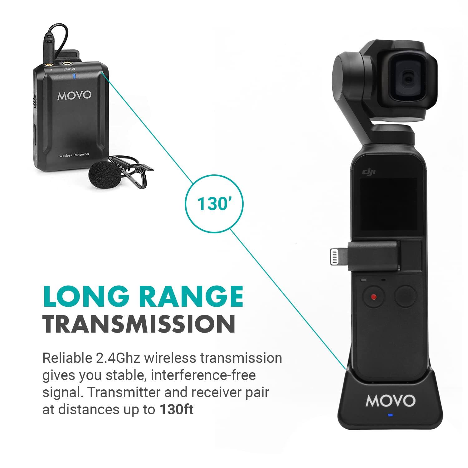 LONG RANGE TRANSMISSION

Reliable 2.4Ghz wireless transmission gives you stable, interference-free signal. Transmitter and receiver pair at distances up to 130ft