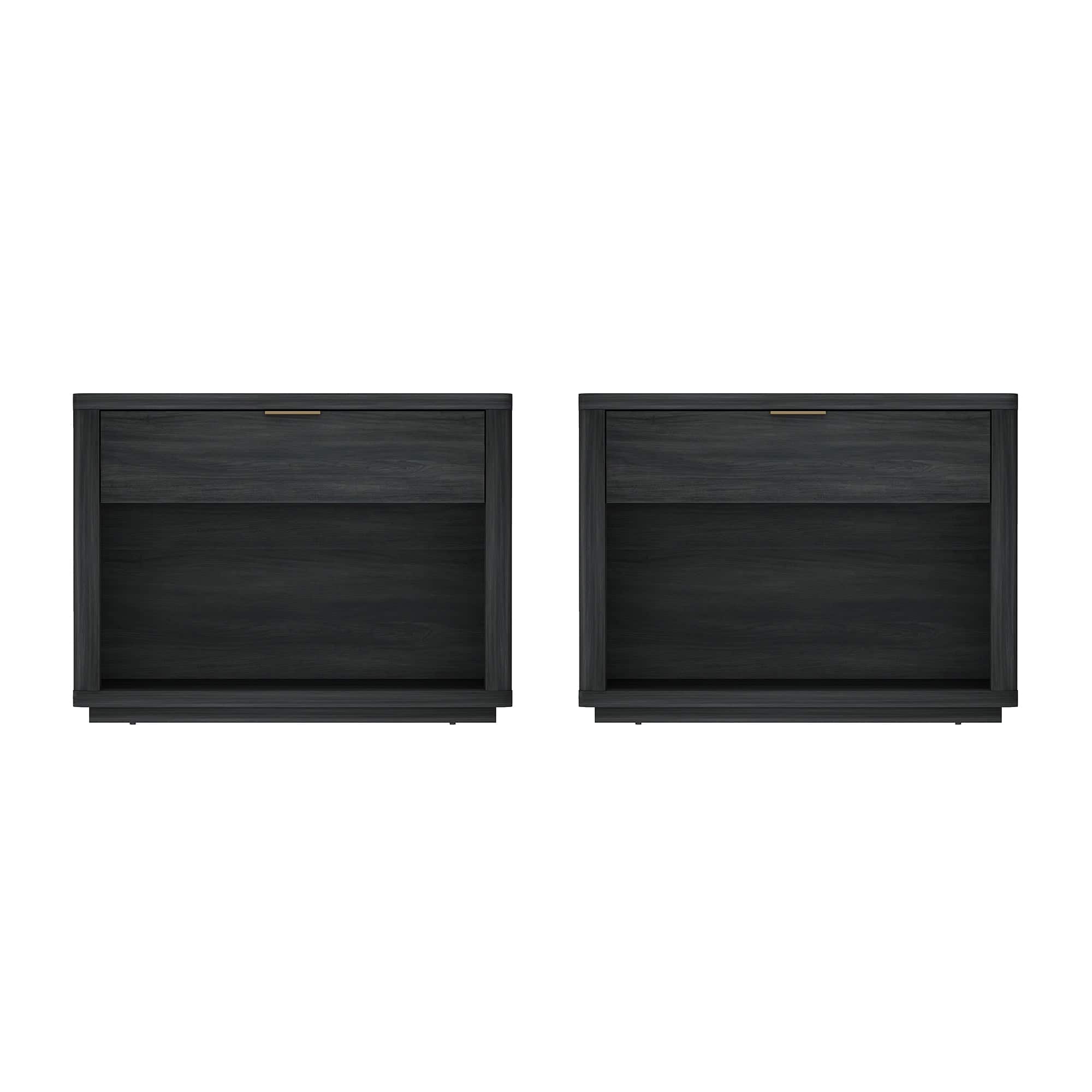 Manhattan Comfort - Evelyn Modern 32" Nightstand - Set of 2 - Charcoal Gray