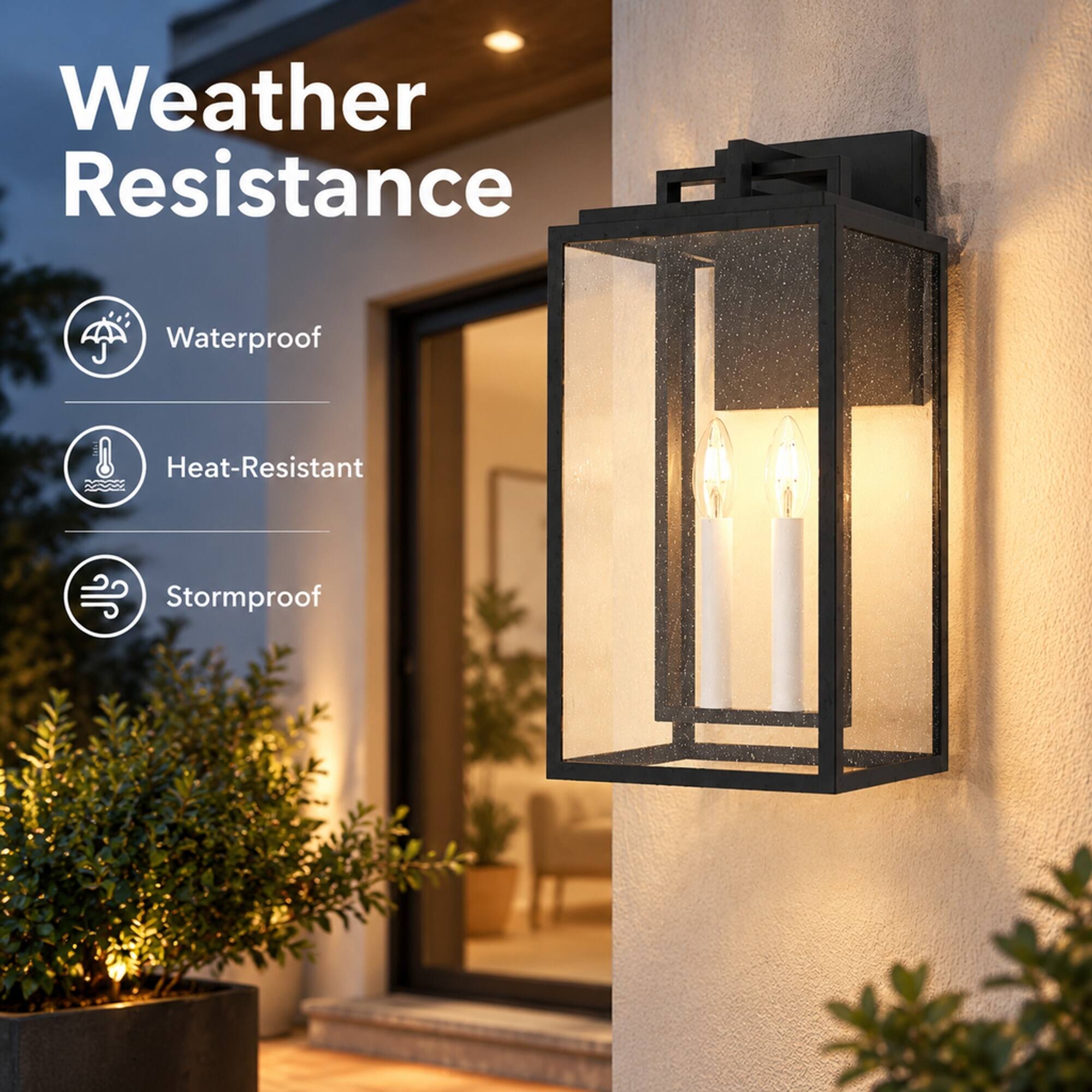 Weather Resistance
- Waterproof
- Heat-Resistant
- Stormproof