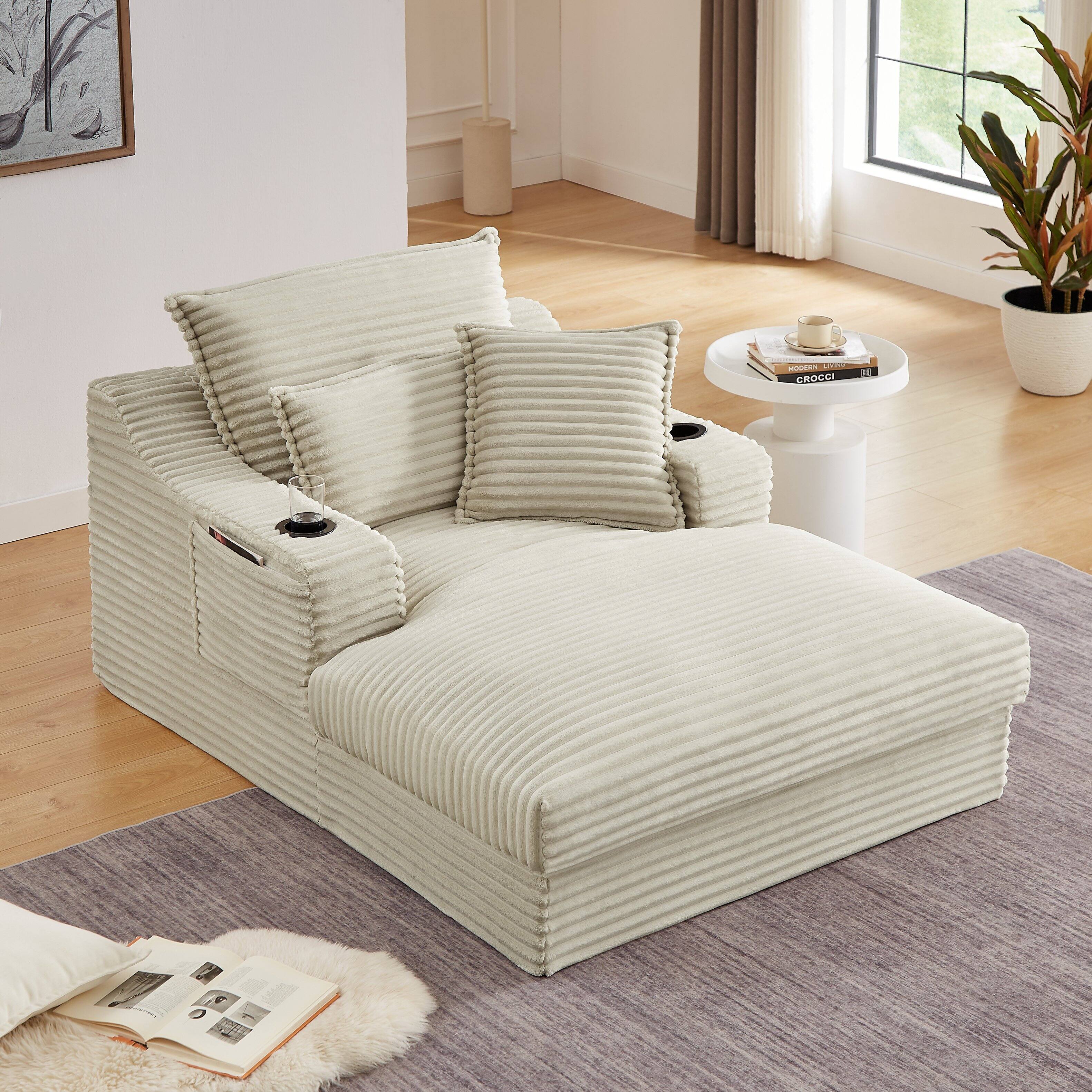 Anysun - 47'' Modern Comfortable Unique Cushion Design Cushioned Compression Corduroy Sofa with Spacious Depth - Camel price history on PriceWatchPro