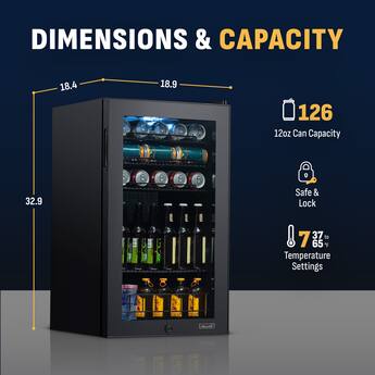 NewAir 126 Can Freestanding Beverage Fridge with 7 Temperature NewAir 126 Can Freestanding Beverage Fridge with 7 Temperature