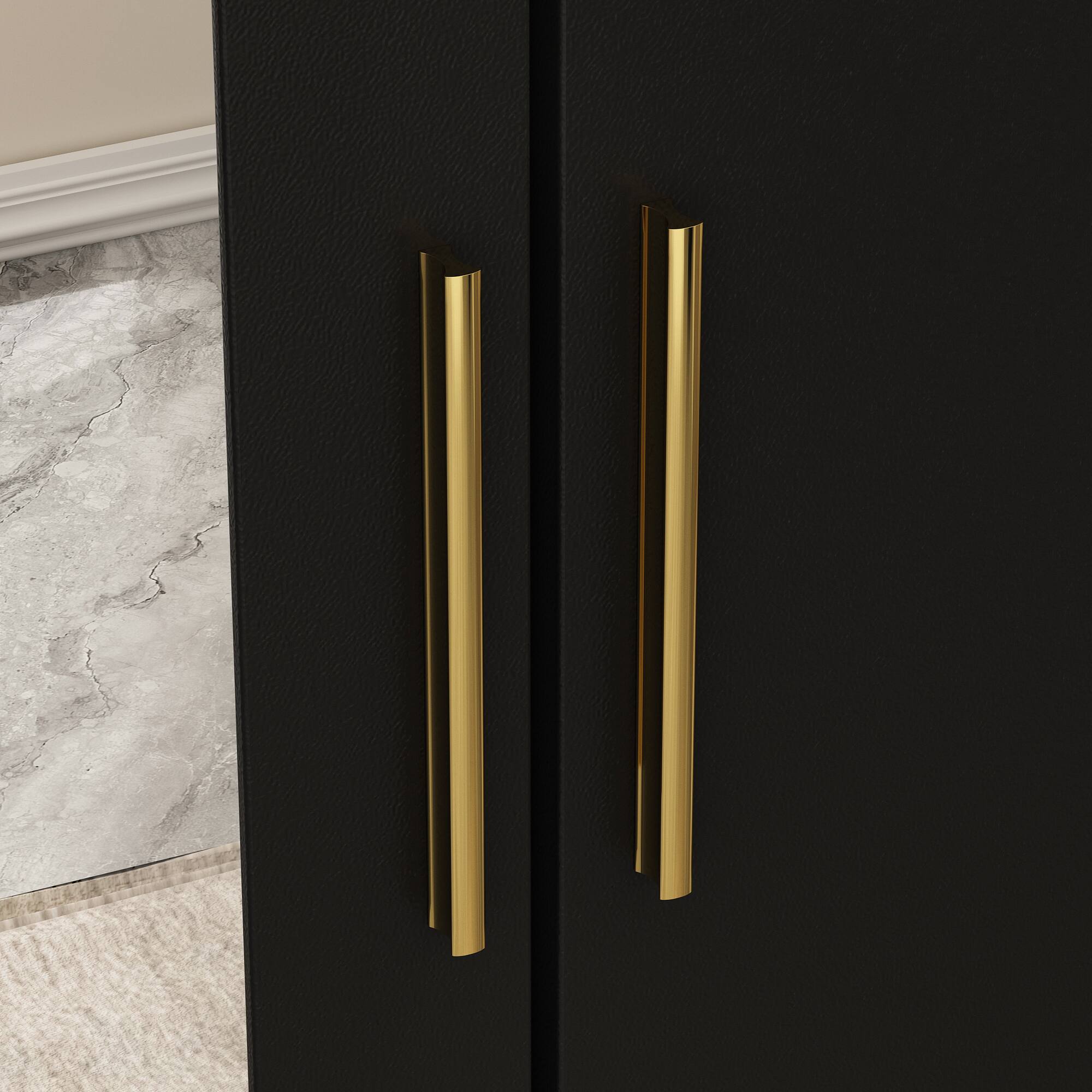 Alt View 7. Famapy - Full-Length Mirror Wardrobe with Drawers & Open Shelves Modern Bedroom Closet for Clothes, Accessories & Organization - Black.