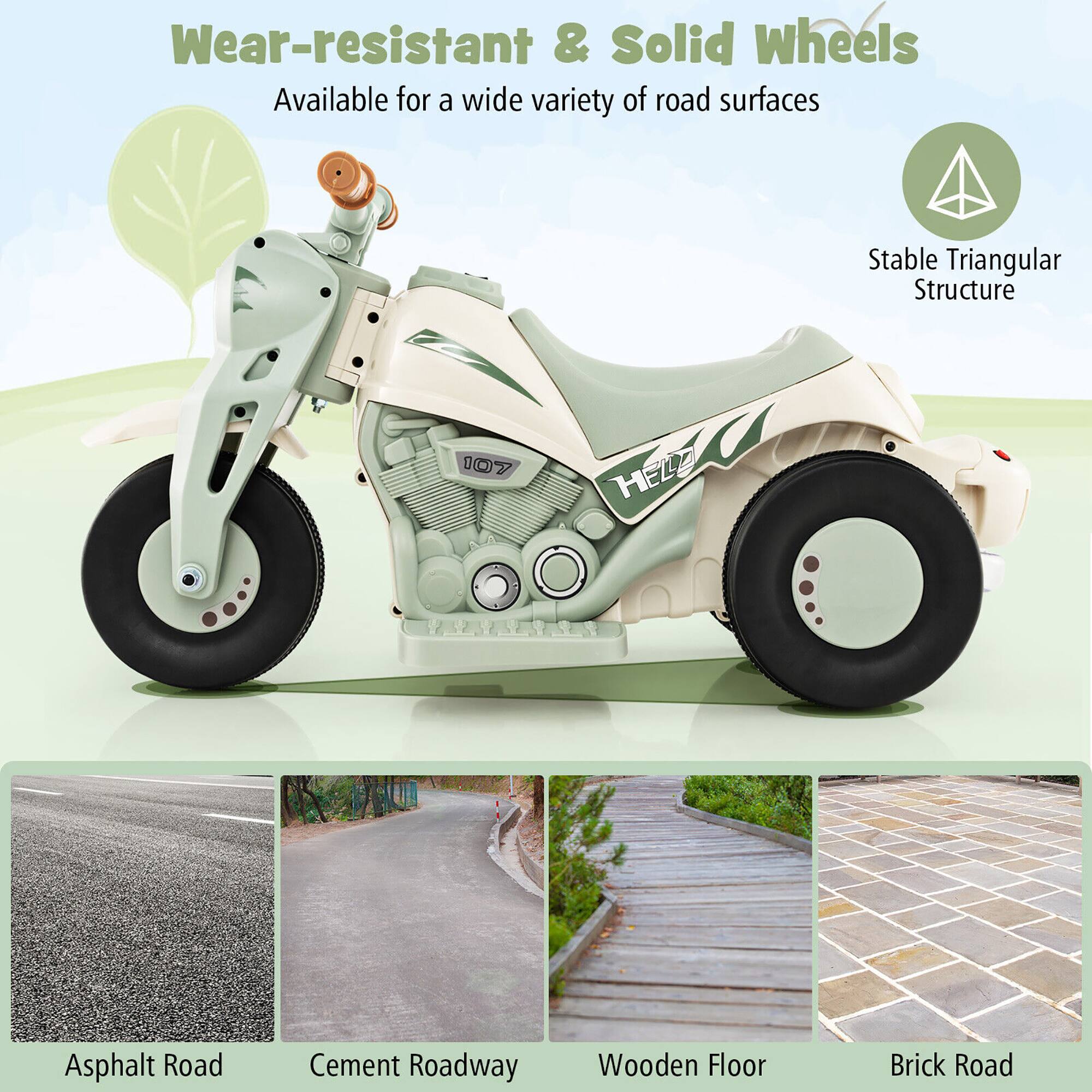 Wear-resistant & Solid Wheels  
Available for a wide variety of road surfaces  

Stable Triangular Structure  

Asphalt Road  
Cement Roadway  
Wooden Floor  
Brick Road