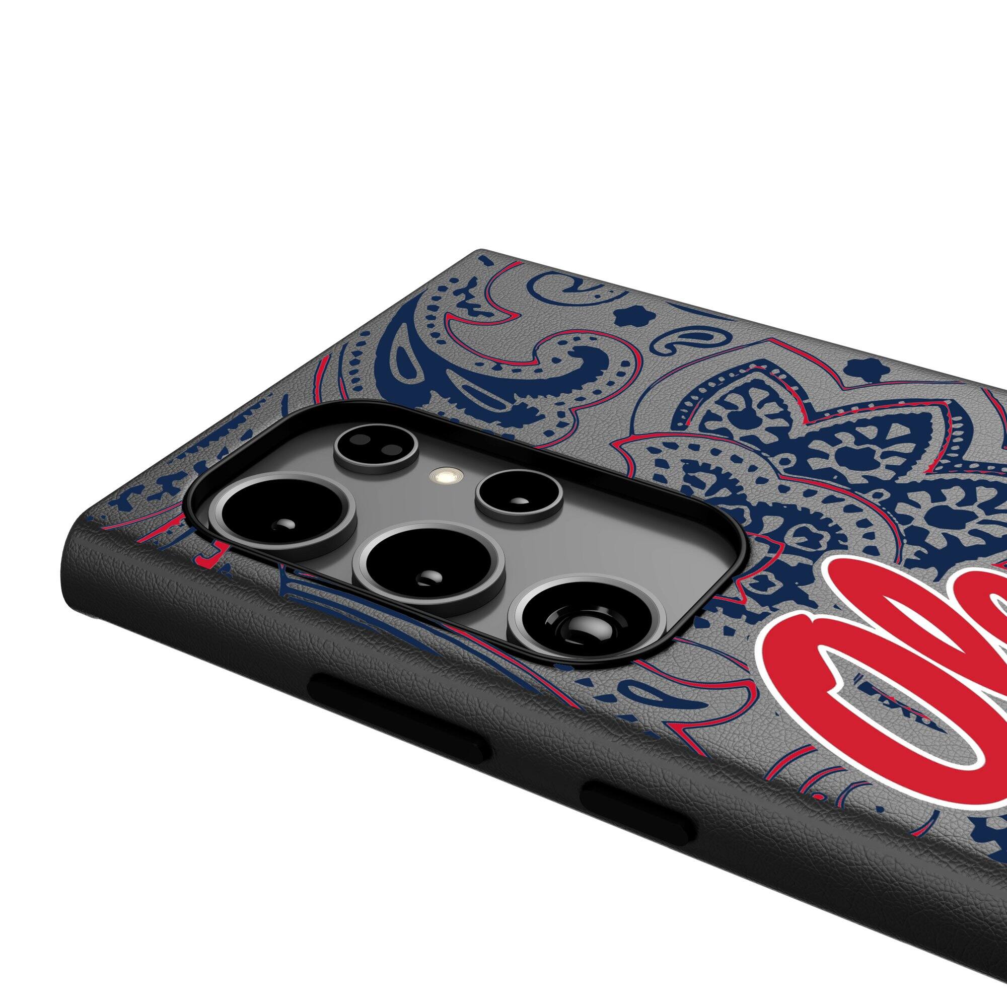 Alt View 3. Keyscaper - Ole Miss Rebels Paisley Galaxy Magnetic Bump Case - S25 Ultra - Black.
