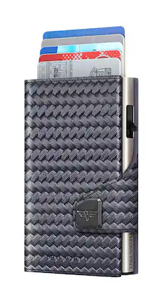 Tru Virtu - CLICK & SLIDE Knitted Carbon Wallet - Dark Blue/Silver