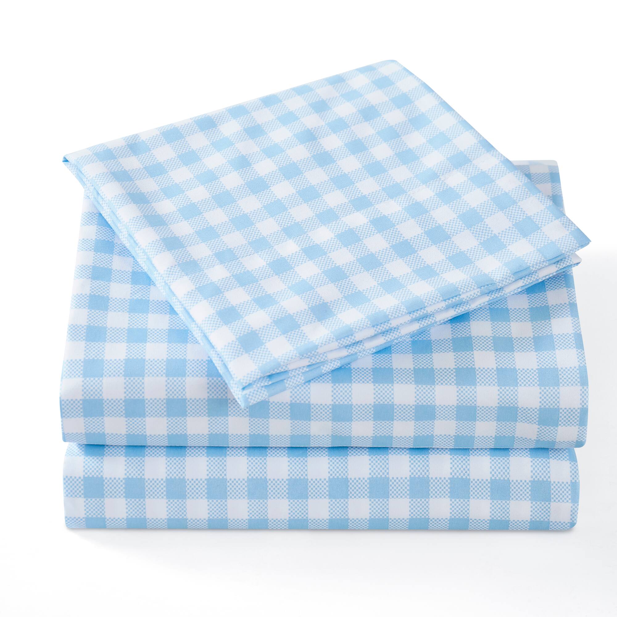 Alt View 1. Sweet Home Collection - Kids' Printed Classic & Bright Ultra Soft Microfiber Sheet Sets - Full - Gingham Blue.