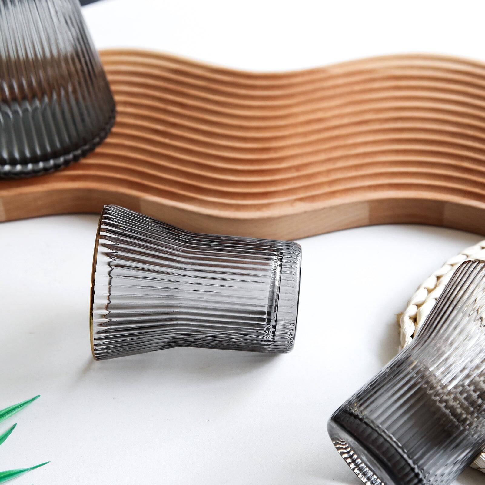 Left. BreeBe - Hand-Blown Bedside Carafe and Glasses Set - Grey.