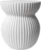 Front. LeisureMod - Mander Sculptural Hourglass Side Table - Ribbed Fiberstone Weather Resistant Outdoor Accent Table - White.