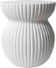 LeisureMod - Mander Sculptural Hourglass Side Table - Ribbed Fiberstone Weather Resistant Outdoor Accent Table - White