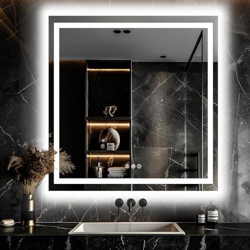 Earthley Blooms - Rgb Led Bathroom Mirror Front Light With 3 Colors Vanity Lights Anti-fog Wall Mounted Dimmable Touch Cont - Rgb Led Bathroom Mirror (11 Light Modes)-40"L x 3