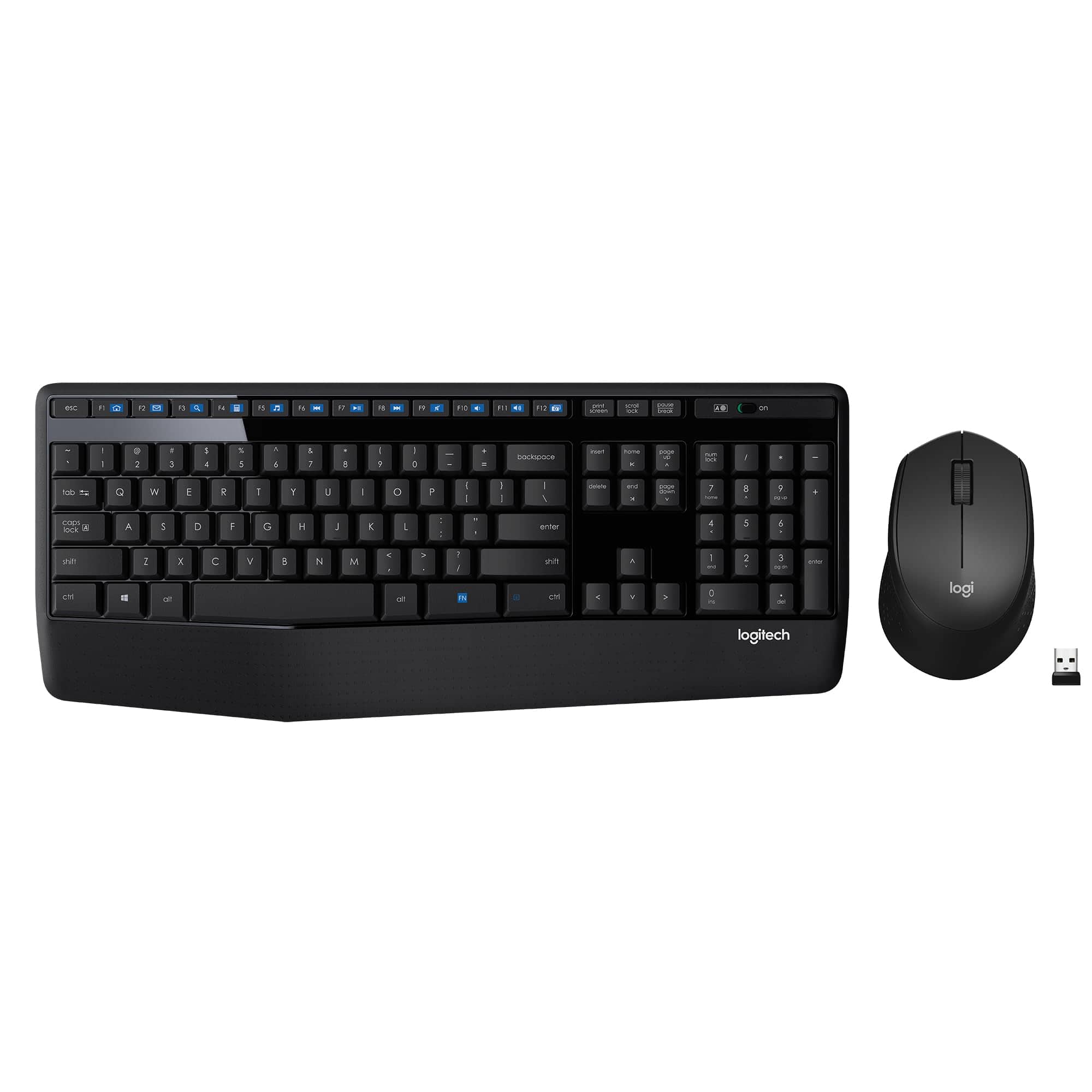 Logitech - MK345 Wireless Keyboard & Mouse Combo with Palm Rest, 2.4 GHz USB Receiver, PC/Laptop Compatible - Black