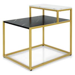 Kadyn - Coffee Table, Modern Sofa Table Tea Table,2 Tier End Side Table with Metal Frame and Storage Shelf for Living Room - White