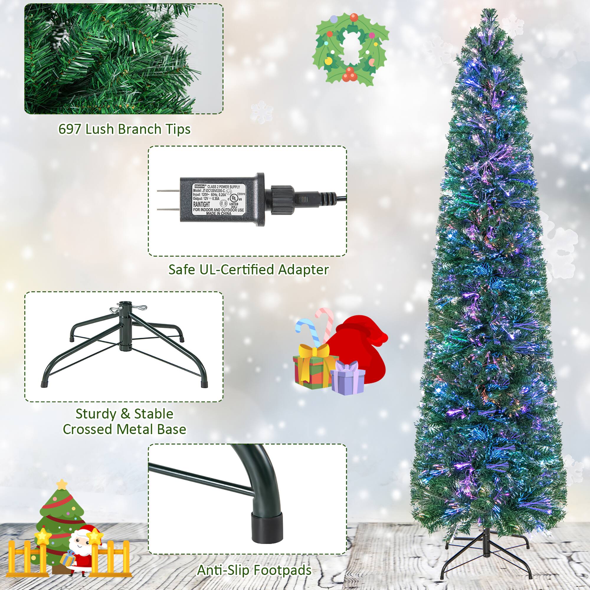 697 Lush Branch Tips

Safe UL-Certified Adapter

Sturdy & Stable Crossed Metal Base

Anti-Slip Footpads