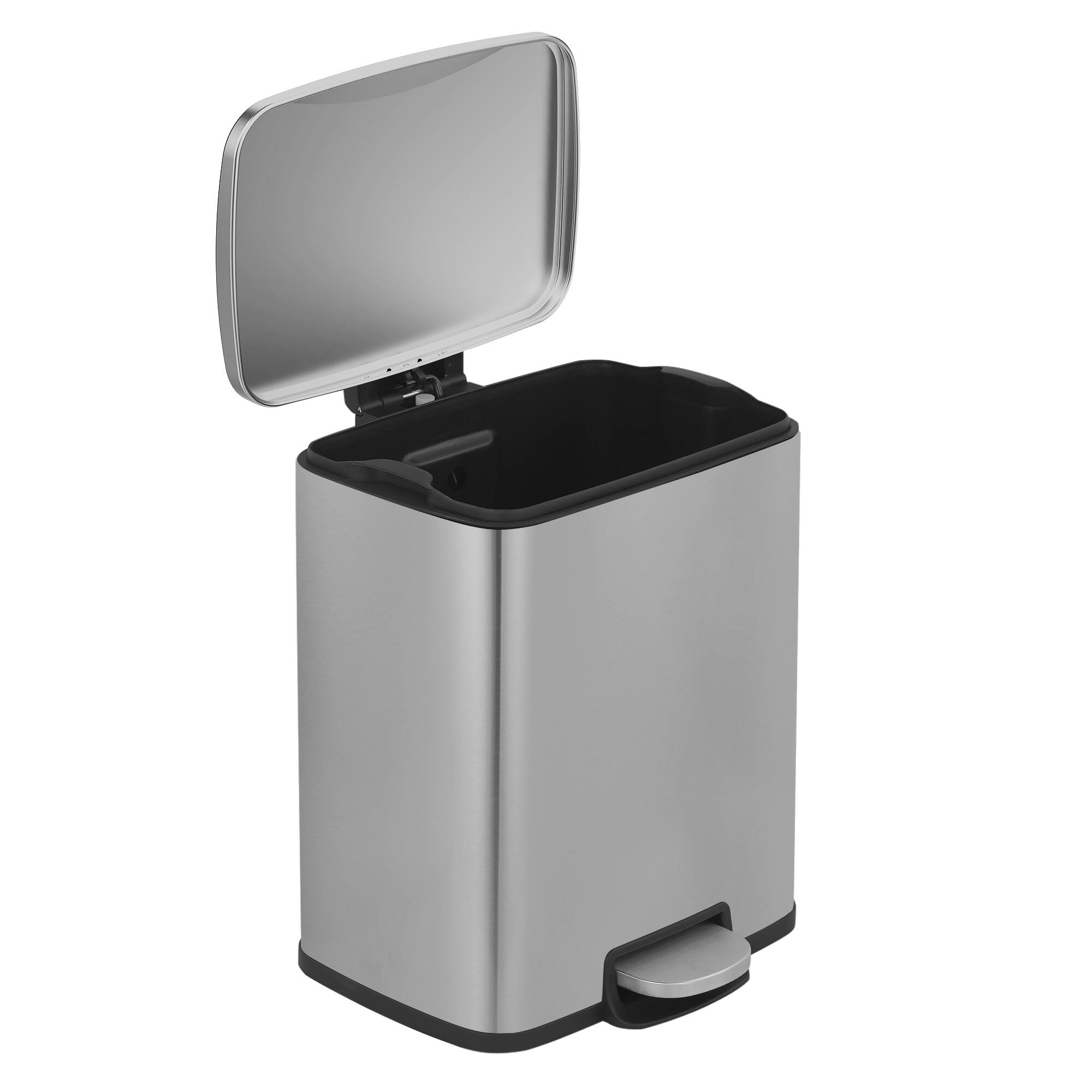Left. Innovaze - 5.3 Gal./20 Liter Rectangular Stainless Steel step-on Trash Can for kitchen - Sliver.