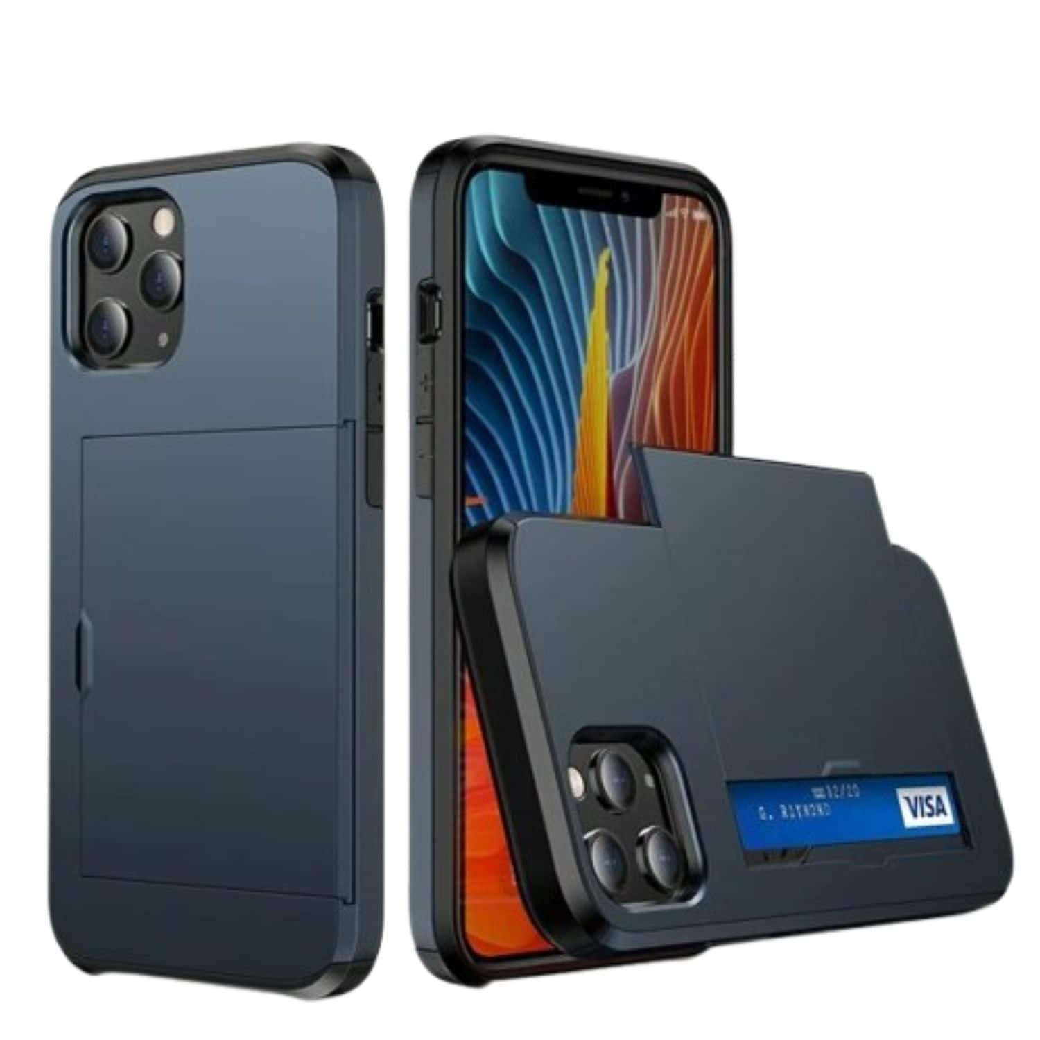 Home Collection - Shockproof Case Cover with Wallet Card Holder for iPhone 16 - Blue