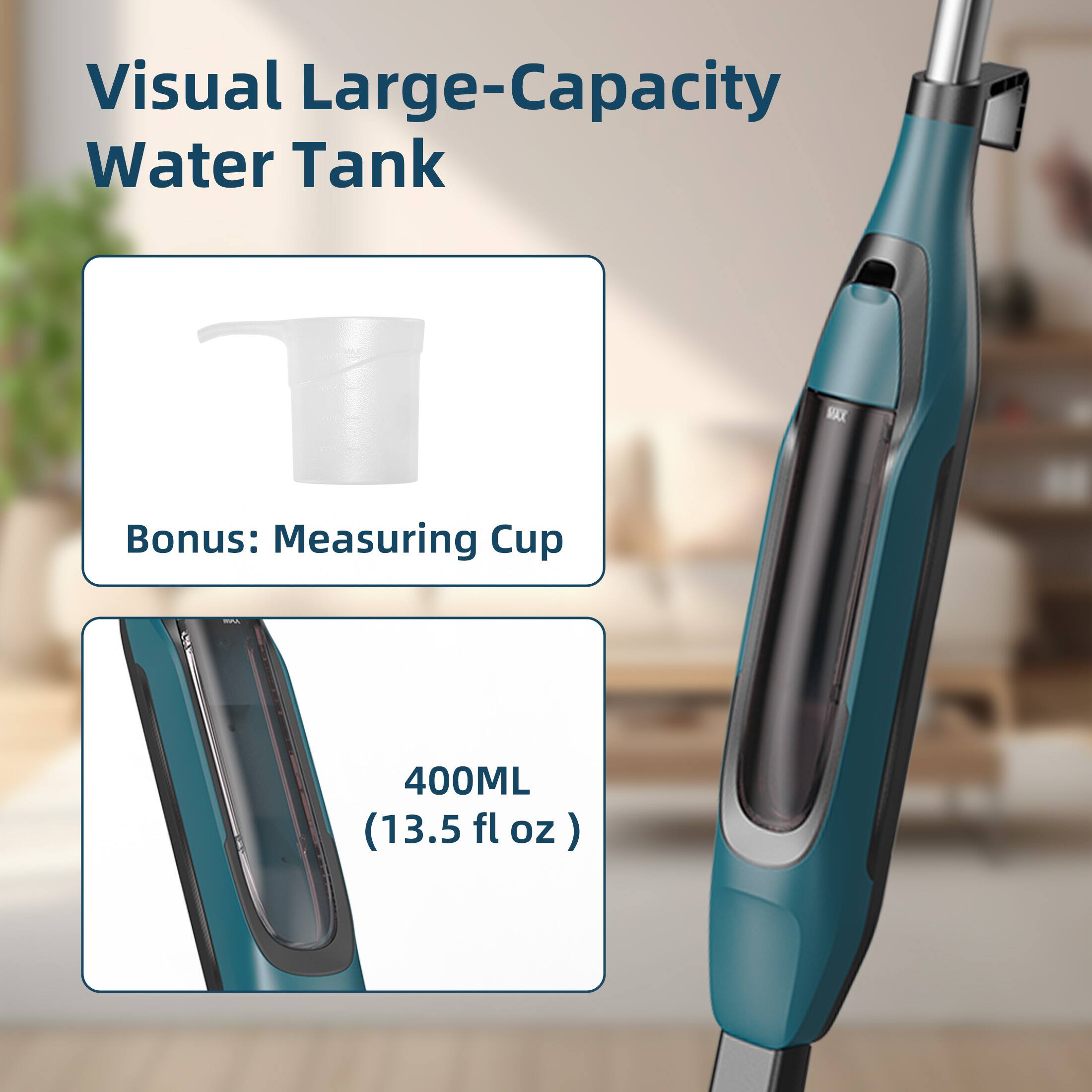 Visual Large-Capacity Water Tank

Bonus: Measuring Cup

MAX
400ML (13.5 fl oz)