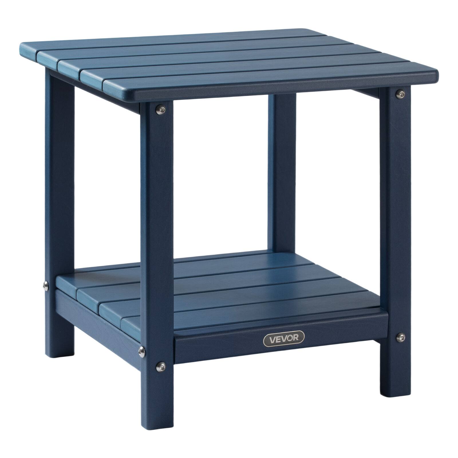 Alt View 5. VEVOR - Outdoor Side Table, 17.72W x 14.96D x 17.32H Inch, Double Layer HDPE Outside End Table for Easy Maintenance - Blue.