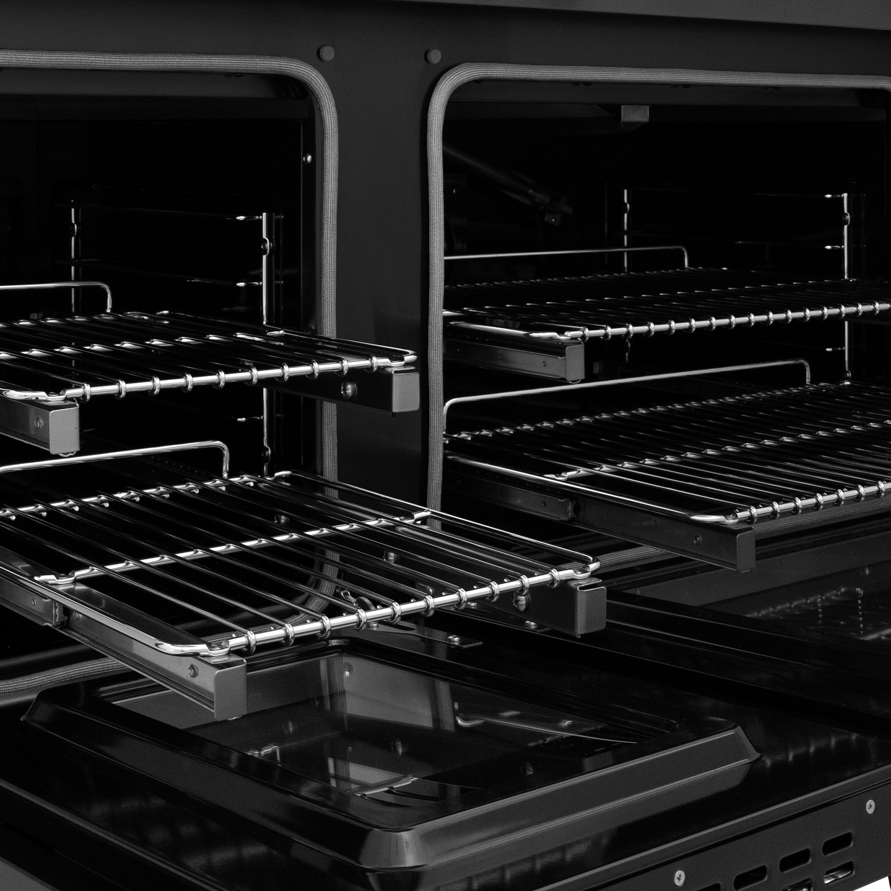 Alt View 11. ZLINE - Autograph 48 in. 6.7 Cu. Ft. Freestanding Paramount DuoPro Gas Range in Black Steel with Champagne Bronze Helix Handles - Black Stainless Steel.