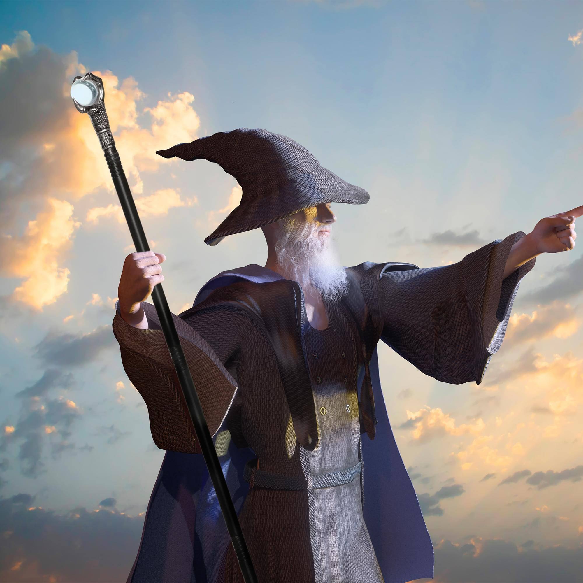 Alt View 1. Underwraps - Dragon Crystal Ball Claw Plastic Cane Adult Costume Accessory - Black.