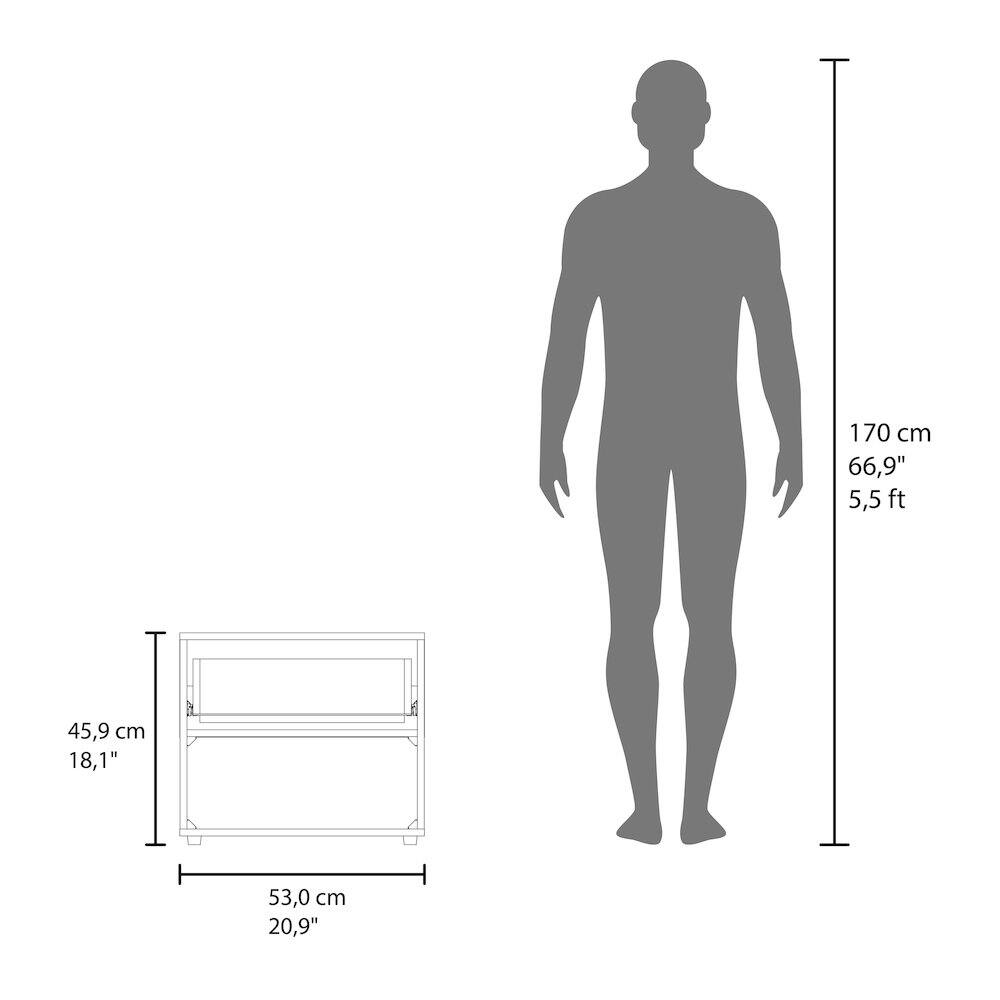170 cm  
66,9"  
5,5 ft  

45,9 cm  
18,1"  

53,0 cm  
20,9"